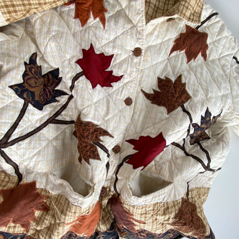 Patch Magic Reversible Quilted Cotton Jacket Autumn Leaf Plus Sz - Picture 9 of 12